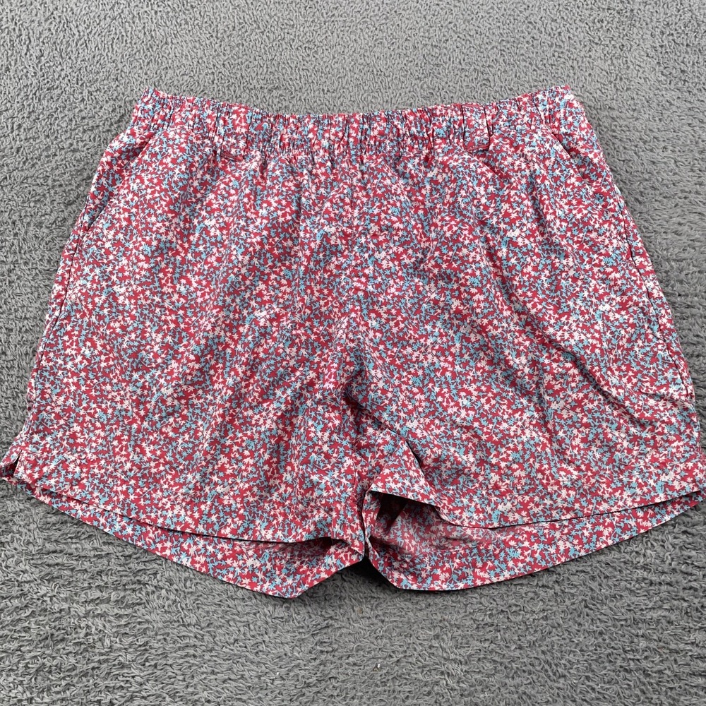 Columbia Shorts Womens Large Red Blue Super Backcast Swim Floral Mesh Lined